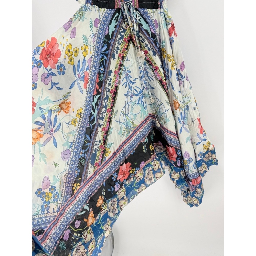 Johnny Was Silk Scarf Print Handkerchief Hem Boho Midi Dress Multicolor Floral - Picture 5 of 12